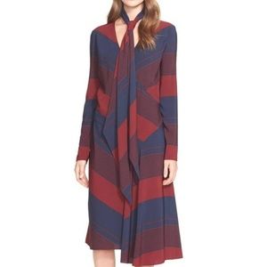 NWT Tory Burch Red Bias Cut Stripe Midi Dress sz 6